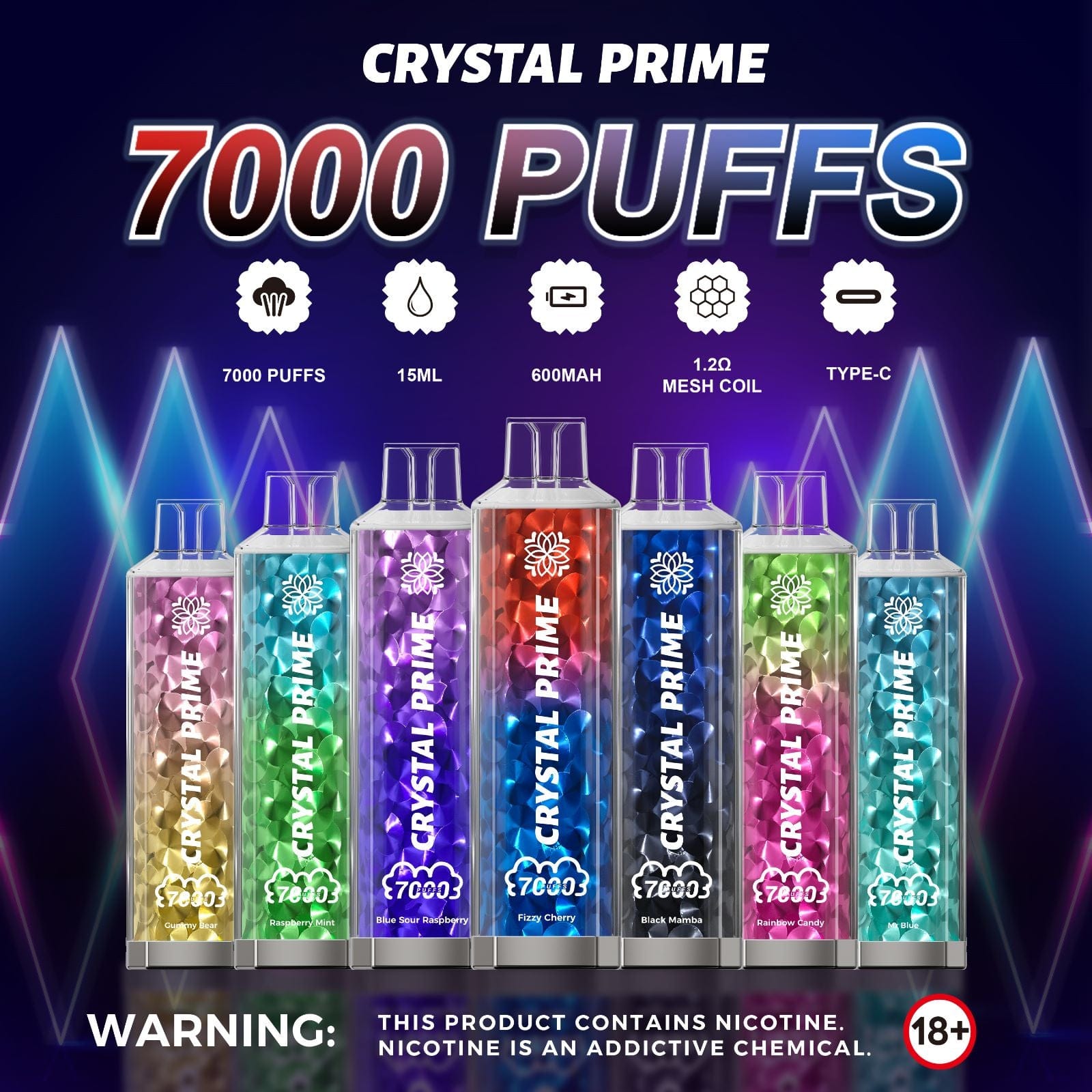 Crystal Prime 7000 Puff Disposable Vape UAE